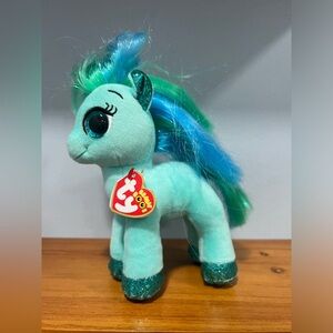 TY BEANIE BOOS BOOS Topaz the 6" Teal Pony Stuffed Plush Pre Loved Damaged Tag